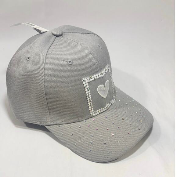 Rhinestone Studded Embroidered Heart Streetwear style Bling Baseball Cap Hat - Picture 4 of 10